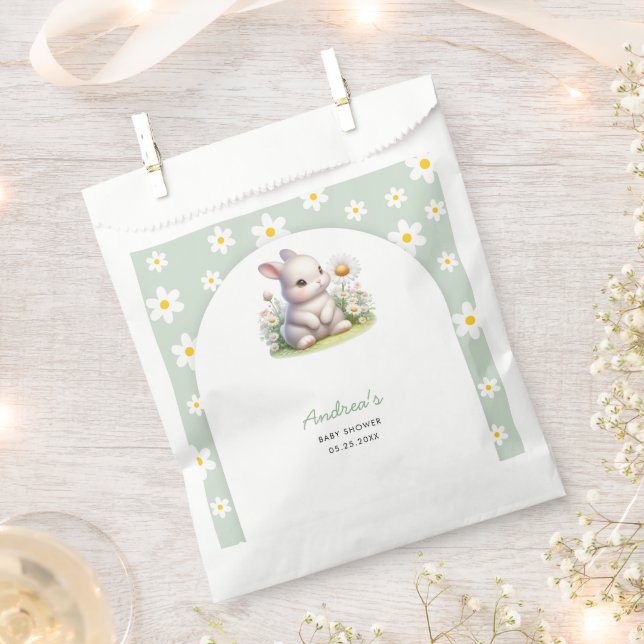 Bunny Gender Neutral Baby Shower Favor Bag (Clipped)