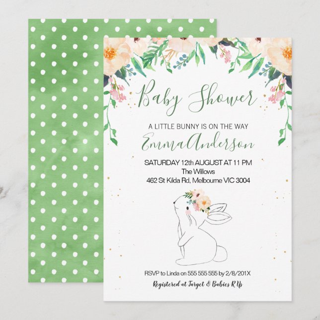 Bunny Gender Neutral Baby Shower Invitation (Front/Back)