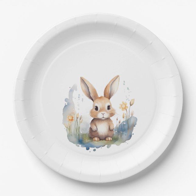 Bunny Gender Neutral Paper Plates (Front)