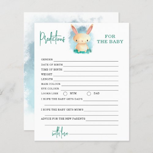 Bunny gender neutral prediction for baby card