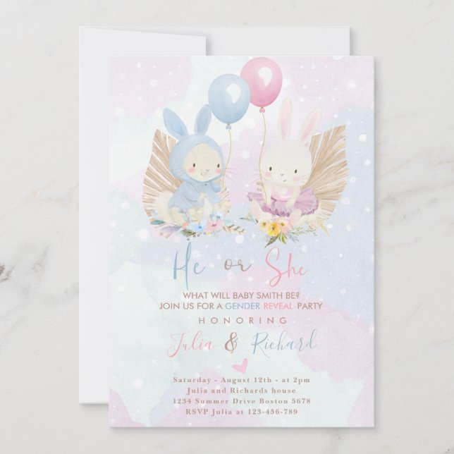 Bunny Gender Reveal Invitation (Front)