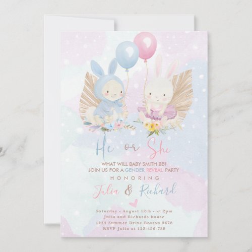 Bunny Gender Reveal Invitation