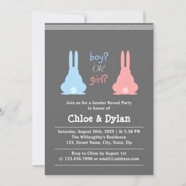 Bunny Gender Reveal Party Invitation (Front)