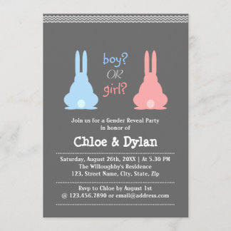 Bunny Gender Reveal Party Invitation