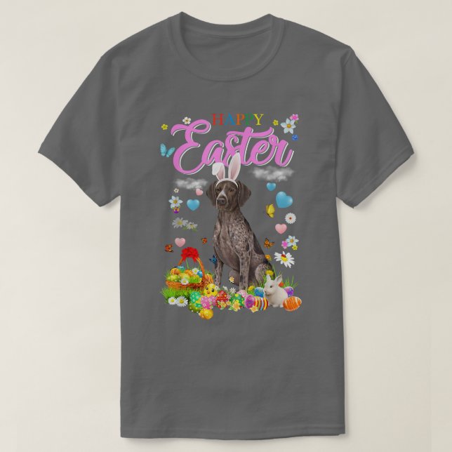 Bunny German Shorthaired Pointer Dog Happy Easter  T-Shirt (Design Front)