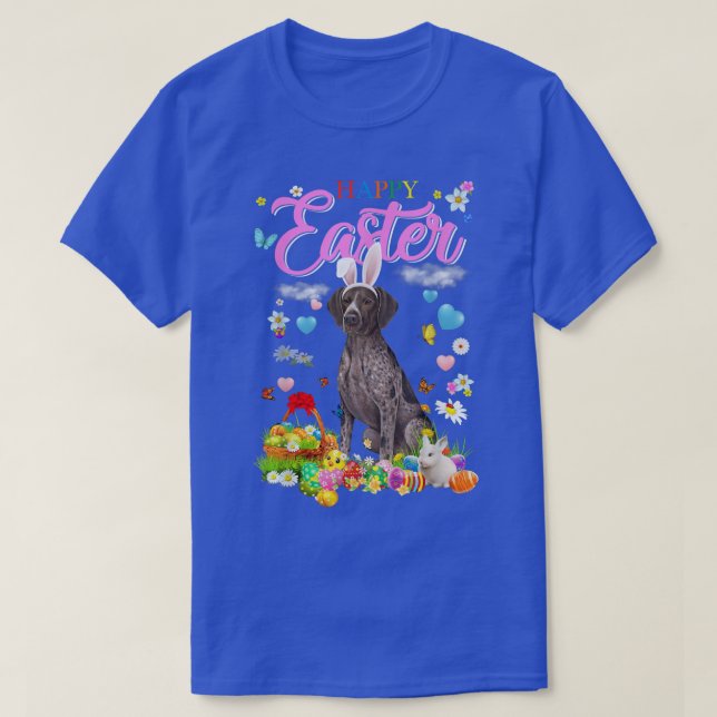 Bunny German Shorthaired Pointer Dog Happy Easter  T-Shirt (Design Front)