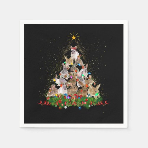 Bunny Gift  Bunny Rabbit Christmas Tree Beautiful Napkins