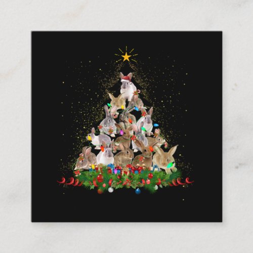 Bunny Gift  Bunny Rabbit Christmas Tree Beautiful Square Business Card