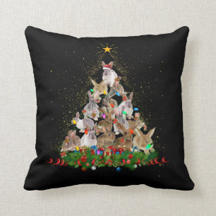 Bunny Gift   Bunny Rabbit Christmas Tree Beautiful Throw Pillow