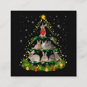 Bunny Gift   Bunny Rabbit Christmas Tree Light Square Business Card