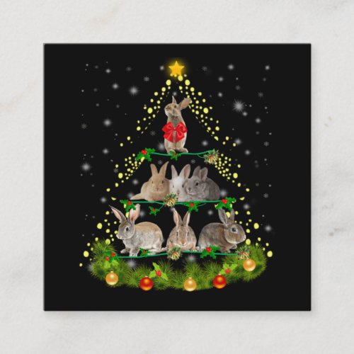 Bunny Gift  Bunny Rabbit Christmas Tree Light Square Business Card