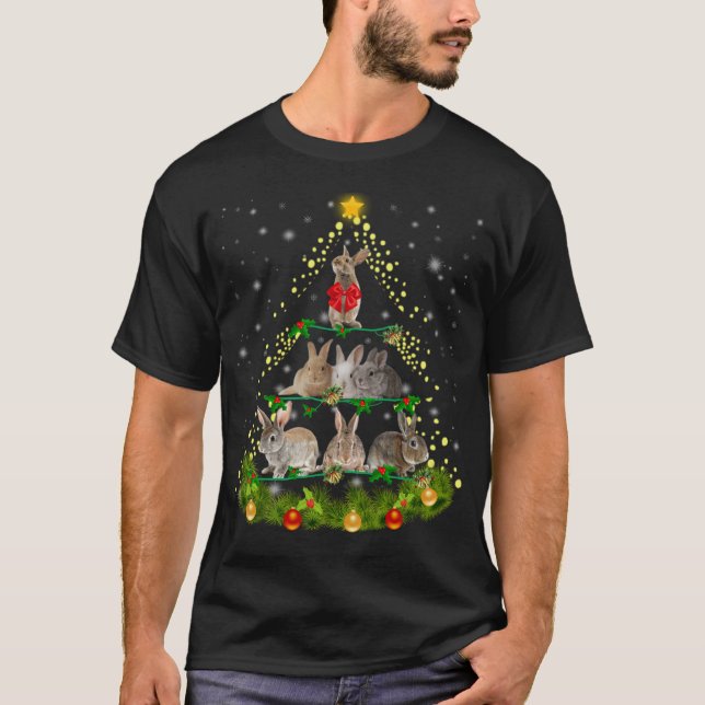 Bunny Gift | Bunny Rabbit Christmas Tree Light T-Shirt (Front)