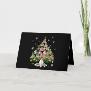 Bunny Gift   Cute Rabbit Christmas Tree Snow Card