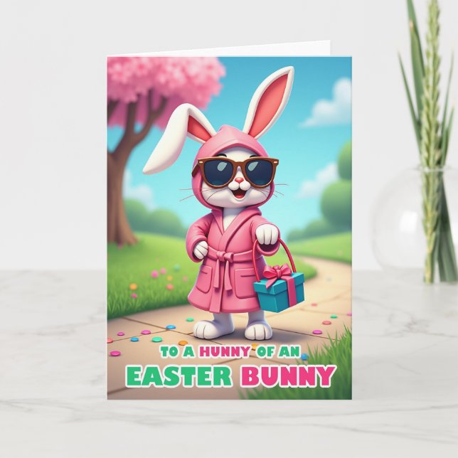 Bunny Gift Springtime Card (Front)