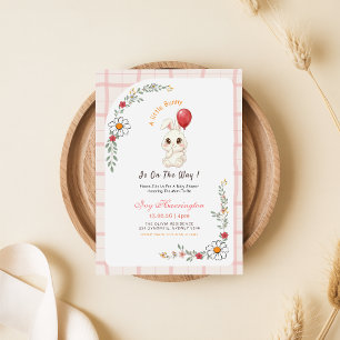 Bunny Gingham Floral Girl Baby Shower Invitation