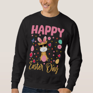 Bunny Giraffe Colorful Eggs Hunting Happy Easter D Sweatshirt