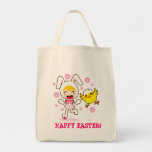 Bunny Girl And Little Chick Tote Bag at Zazzle