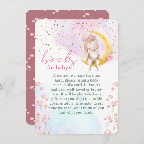 Bunny Girl Baby Shower Book Request Enclosure Card