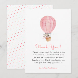 Bunny  Girl Baby shower Thank you Card