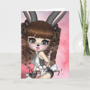 Bunny Girl Birthday Card