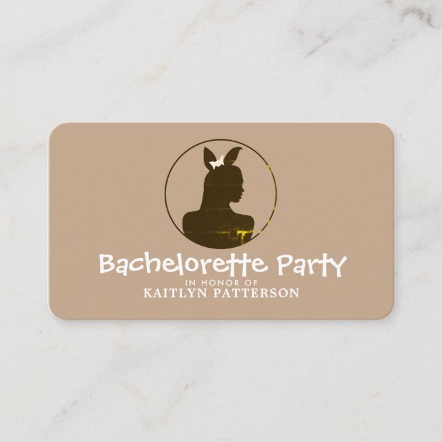 Bunny Girl, Elegant Bachelorette Party Ticket Enclosure Card (Front)