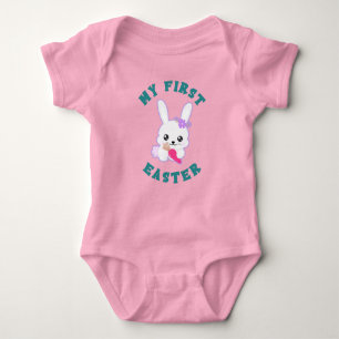 Bunny Girl First Easter Pink Baby Bodysuit