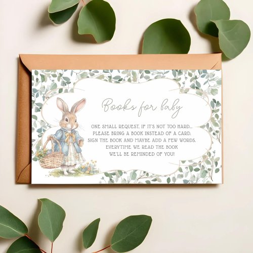 Bunny Girl Greenery Baby Shower Book Request Enclosure Card