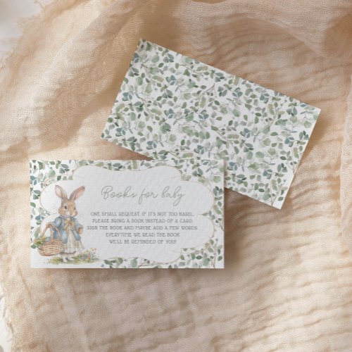 Bunny Girl Greenery Baby Shower Book Request Enclosure Card