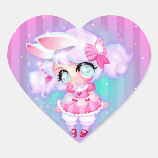 Bunny Girl Heart Sticker (Front)