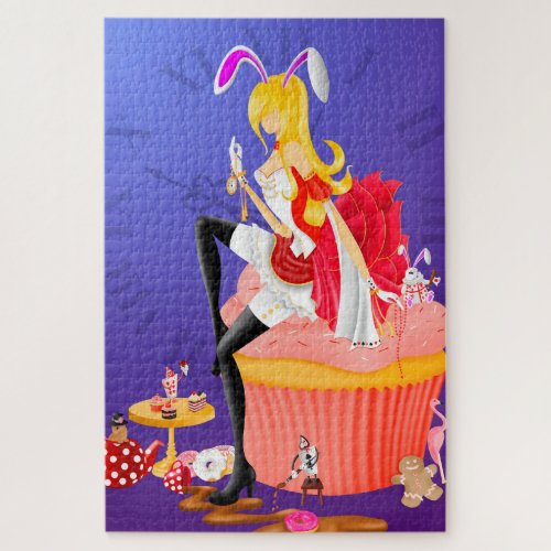 Bunny Girl on Cupcake Jigsaw Puzzle