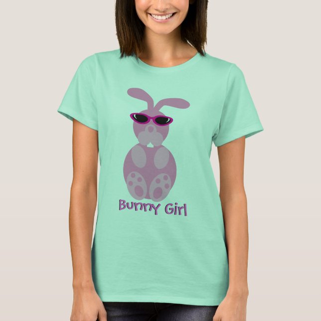 Bunny Girl Pink Rabbit With Sunglasses T-Shirt (Front)