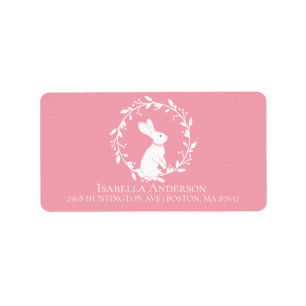 Bunny Girls Baby Shower Address Label