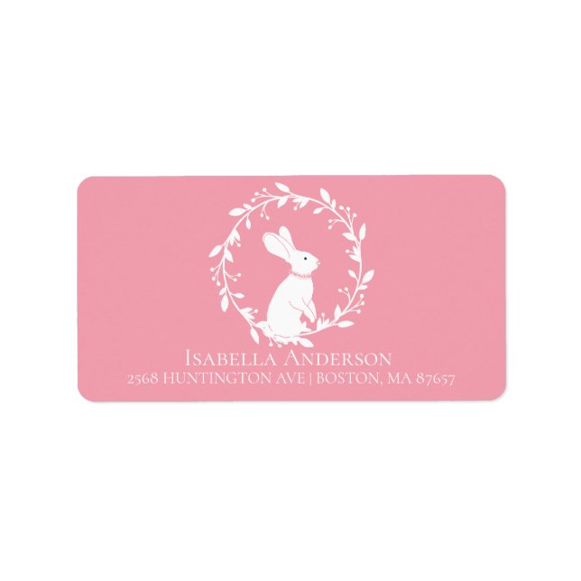Bunny Girls Baby Shower Address Label (Front)