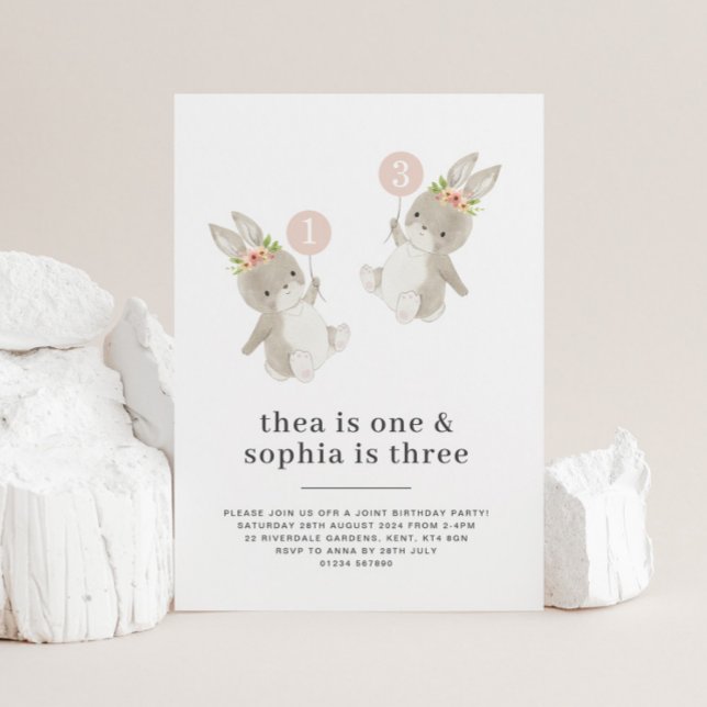 Bunny Girls Joint Birthday Invitation (Creator Uploaded)