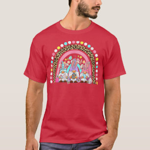 Bunny Gnome Easter Day Autism Awareness Leopard Ra T-Shirt
