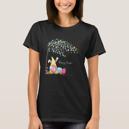 Bunny Gnome Hug Easter Eggs Tree Happy Easter Day T_Shirt