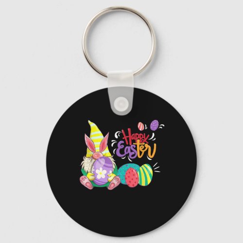Bunny Gnome Rabbit Eggs Hunting Funny Happy Easter Keychain