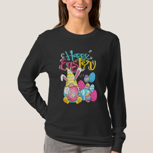 Bunny Gnome Rabbit Eggs Hunting Happy Easter Day 4 T_Shirt