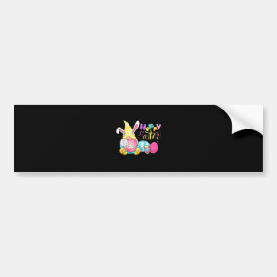 Bunny Gnome Rabbit Eggs Hunting Happy Easter Day Bumper Sticker