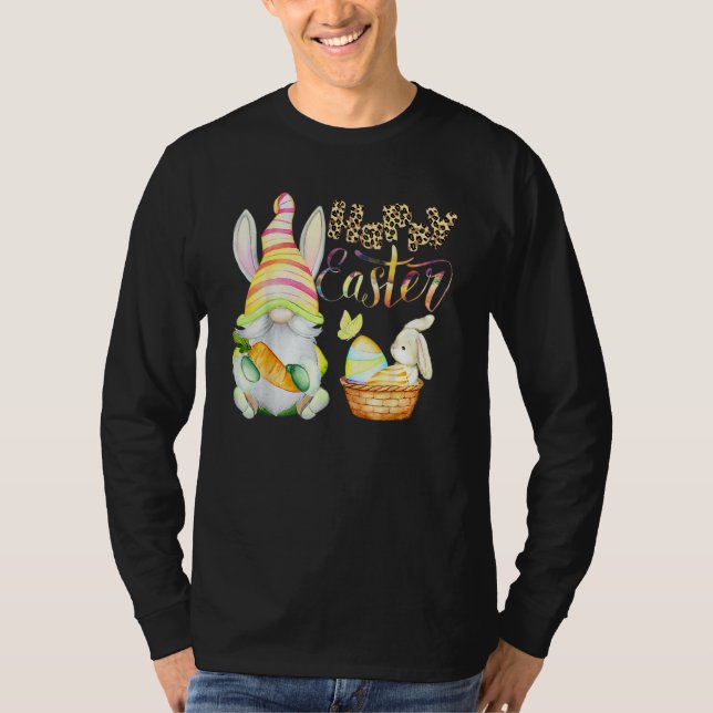 Bunny Gnome Rabbit Eggs Hunting Happy Easter Day C T-Shirt (Front)