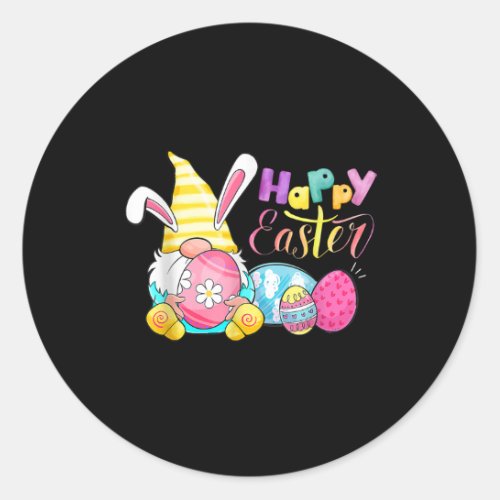 Bunny Gnome Rabbit Eggs Hunting Happy Easter Day Classic Round Sticker
