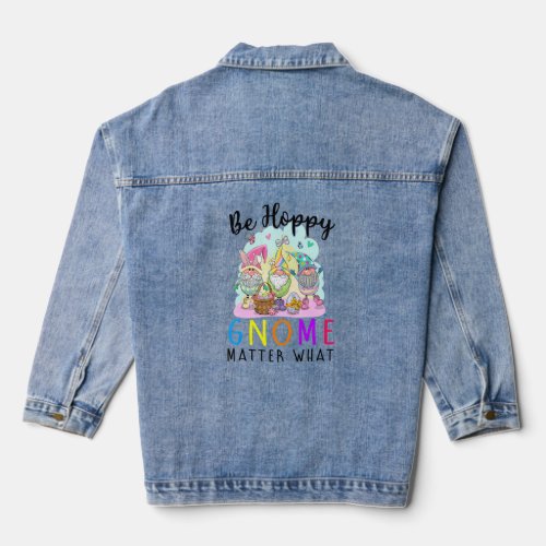Bunny Gnome Rabbit Eggs Hunting Happy Easter Day F Denim Jacket