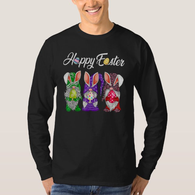 Bunny Gnome Rabbit Eggs Hunting Happy Easter Day F T-Shirt (Front)