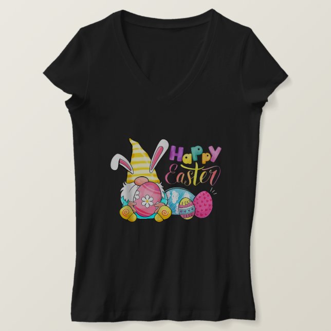 Bunny Gnome Rabbit Eggs Hunting Happy Easter Day T-Shirt (Design Front)