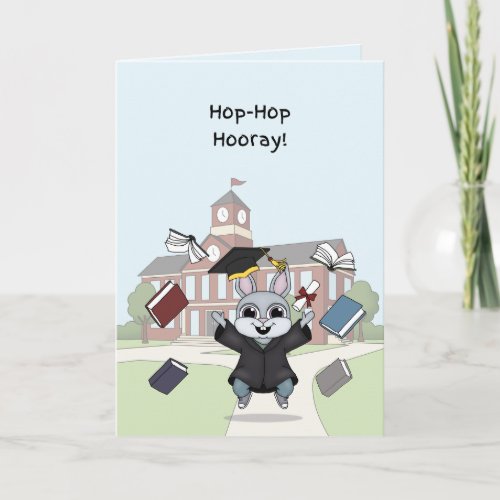 Bunny Graduation Card for Kids | “Hop-Hop Hooray"