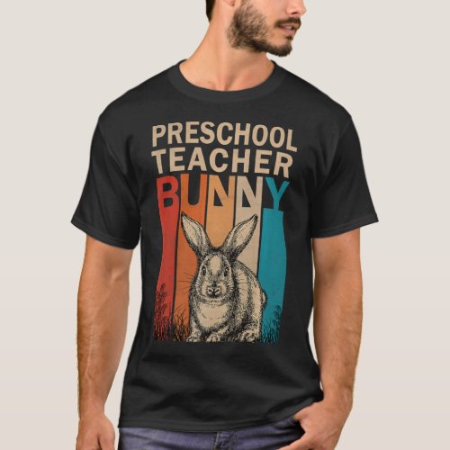 Bunny Graphic Matching Retro Preschool Teacher Eas T_Shirt