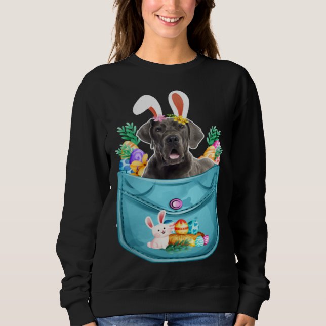 Bunny Great Dane In Pocket Easter Day Eggs Bunny D Sweatshirt (Front)