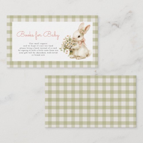 Bunny Green Gingham Baby Shower Books for Baby