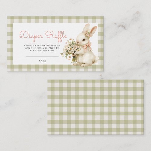 Bunny Green Gingham Baby Shower Diaper Raffle