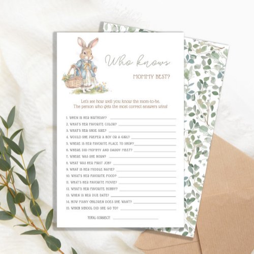 Bunny Greenery Who Knows Mommy Best Baby Shower